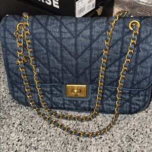 Karl Legerfeld Denim Quilted Flap/Shoulder Bag